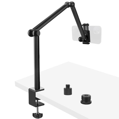 HEMMOTOP Magic Arm Desk Mount/Clamp, 28" Adjustable Camera Arm for iPad, Overhead iPhone Mount, for Yeti Snowball Microphone, Light, Webcam, Action Camera AS05