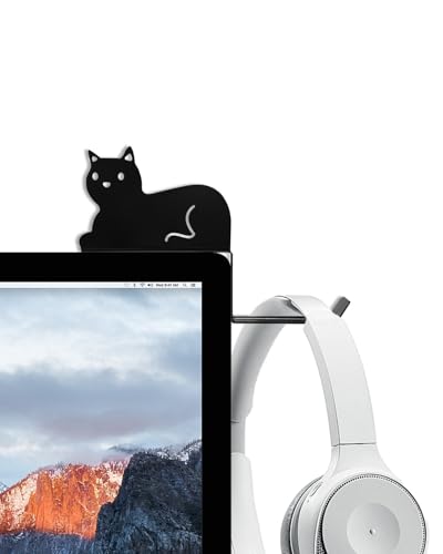 Monitor Stand, Puppy Tail Hook for Headphone, Saves Desk Space and Protects Headphones, Organizer Decorative Hanger for Hanging Keys Cables and More (Black (Cat)) - color: Black (Cat)
