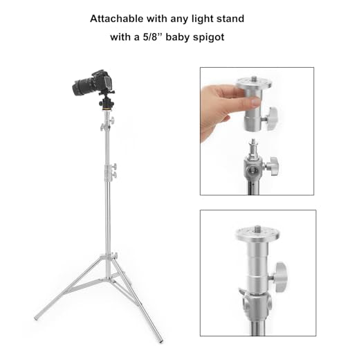 PHOCUS Baby Ball Head Adapter (5/8" Stud to 3/8" Thread), C Stand Camera Mount Adapter for Tripod Head on Photography Light Stand with Baby Pin or Junior Receiver