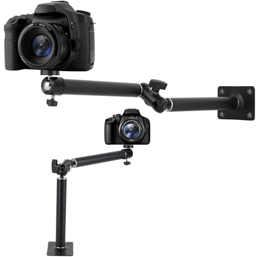 Mippko Articulating Wall Mount Camera Arm with 1/4 inch-20 Threaded Compatible with Digital/Security/Webcam/CCTV POV Camcorder/Video Light/Small Cameras,Adjustable Aluminium Alloy Arm