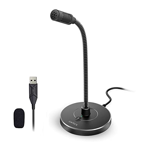CMTECK USB Computer Microphone G009, Noise-Cancelling Recording Desktop Mic for PC/Laptop for Online Chatting, Home Studio, Podcasting, Gaming, Skype, YouTube with Mute Function(Windows/Mac) - color: Black