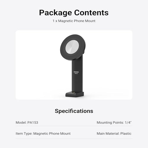 NEEWER Entry Level Version Magnetic Phone Holder Tripod Mount Adapter, 360° Compact Lightweight Portable Compatible with MagSafe iPhone Samsung Android for Video Recording, PA153 - style: PA153
