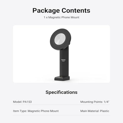 NEEWER Entry Level Version Magnetic Phone Holder Tripod Mount Adapter, 360° Compact Lightweight Portable Compatible with MagSafe iPhone Samsung Android for Video Recording, PA153 - style: PA153