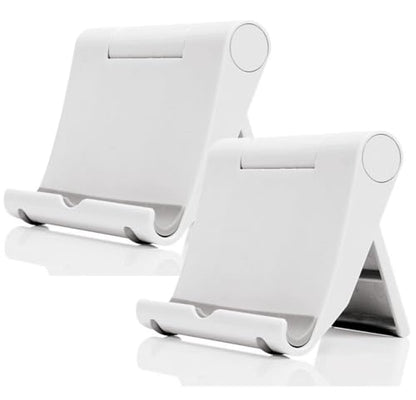 Cell Phone Stand for Desk 2 Pack Mobile Phone Holders Desktop Tablet Stand, Foldable Phone Dock Universal Adjustable Tablet Stand for Desk Compatible with Cell Phone Support (White 2 PCS) - color: White 2 PCS