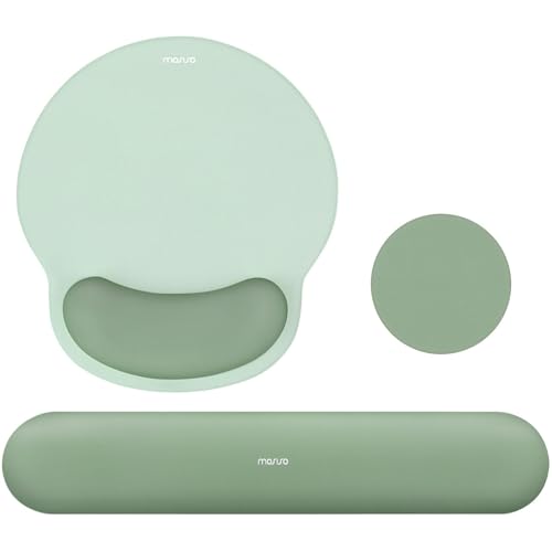 MOSISO Wrist Rest Support for Mouse Pad&Keyboard Set, Circle Curved Ergonomic Mousepad&Coaster Non-Slip Base Home/Office Pain Relief&Easy Typing Pad with Soft Cloth&Silicone Lining, Antique Green - color: Antique Green