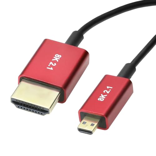 Alvin's Cables 8K 2.1 Micro HDMI to HDMI Ultra-Thin Coiled Cable for Atomos Ninja V, 8K@60Hz 4K@120Hz High-Speed HDMI Cable for Sony A7RIII A7II A7M3, for Canon R5 M6, for FUJIFILM X-T4 X-T3 - size: 2.6ft, style: Straight micro HDMI Coiled