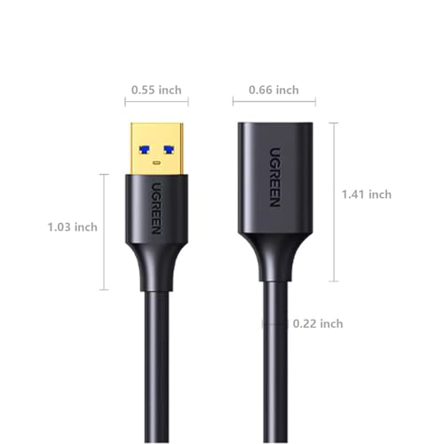 UGREEN USB Extender, USB 3.0 Extension Cable Male to Female USB Cable High-Speed Data Transfer Compatible with Webcam, Gamepad, USB Keyboard, Mouse, Flash Drive, Hard Drive, VR, Xbox 3 FT - size: 3 ft