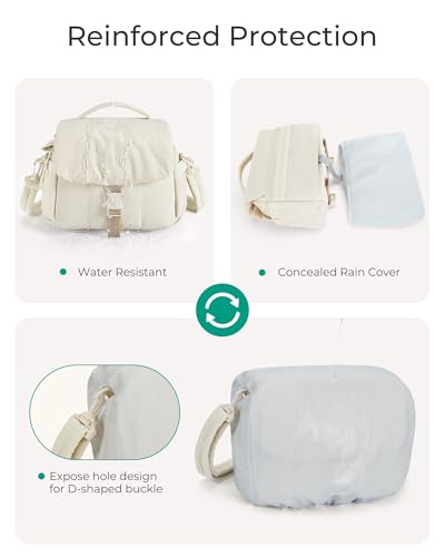 BAGSMART Small Camera Bag, DSLR Camera Case for Camera Lens & Accessories, Ultra-Light Compact Crossbody Camcorder Bags with Rain Cover/Tripod Straps, Camel