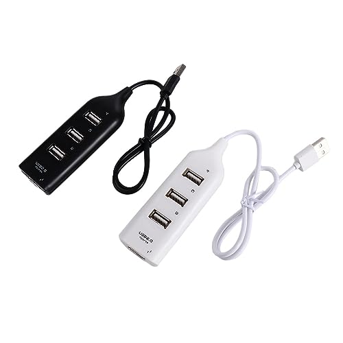 Vctitil 2pcs 4 Port USB 2.0 Hub Mini 4 Port Power Adapter USB Splitter Computer Accessories 4-Port Notebook Receiver Multiple Expander(Black&White)