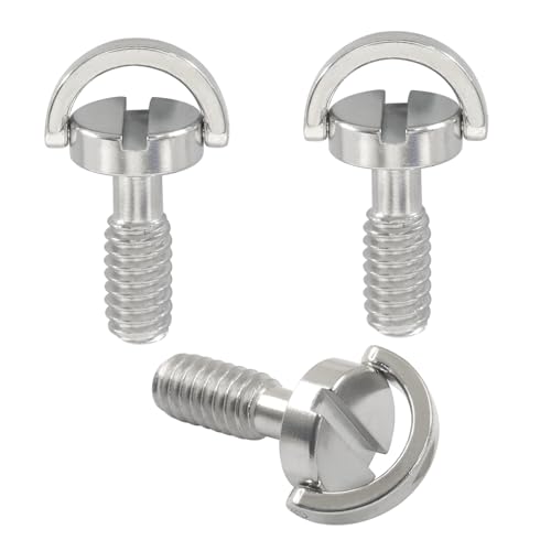 Piutouyar 1/4"-20 Thread Stainless Steel D Ring Screw, D Shaft Quick Release Plate Mounting Screw Camera Fixing Screws