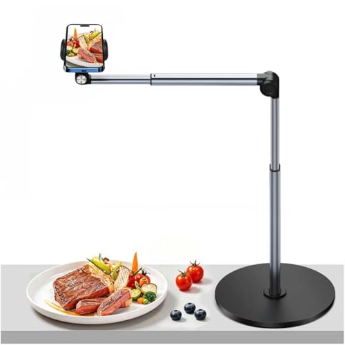 yAyusi Heavy Duty Aluminum Overhead Phone Mount, 13.7 in Long Phone Stand for Recording, Flexible Articulating Arm Phone Mount for Desk for Live Streaming, Meeting, Cooking – Perfect for Creators - size: Clip