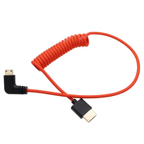 Mini HDMI to HDMI 8K 4K60p Cable for Canon EOS R RP XA70 6D Mark II 5D Mark IV Camera ATOMOS Ninja V SmallHD Ultra Monitor, Rigth Angle Type A C HDMI 2.1 Red 50cm