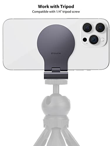 Stouchi Continuity Camera Mount for Desktop Monitor, iMac Compatible iPhone Webcam Mount with Mag-Safe for Mac Desktops and Displays, Apple TV 4K - color: Grey