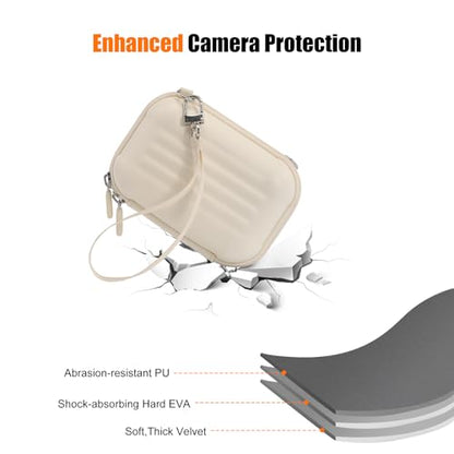 Cwatcun Carrying & Protective Case for Digital Camera with 2 Carrying Ways, Hardshell Lightweight Small Camera Sling Case Compatible with KODAK PIXPRO/Canon PowerShot/Sony DSCW800 DSCW830 - color: White02