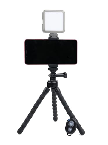 Portable and Flexible Phone Tripod Stand with Wireless Remote, Travle Tripod Compatible with iPhone 17 16 15,Android for Video Recording, Travle, Vlogging Selfie