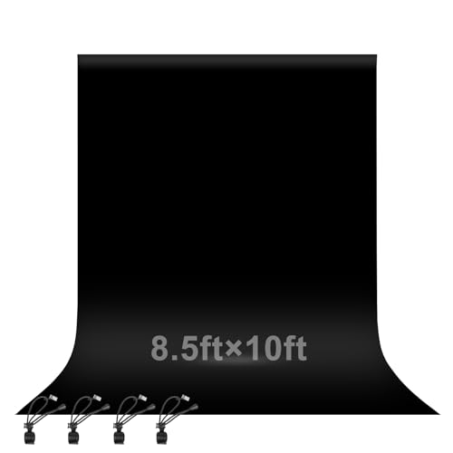 EMART 8.5x10ft Black Photo Backdrop Screen for Photography, Large Negros Drapes Party Background Curtain, Polyester Fabric Sheet Video Studio Portrait Photoshoot - size: 8.5x10ft