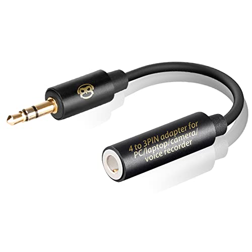 PowerDeWise TRRS to TRS Aux Male to Female Adapter Stereo - TRRS Adapter for iPhone and Android - Microphone 3.5mm Jack Adapter - Male Female Adapter for Lavalier Lapel Microphone