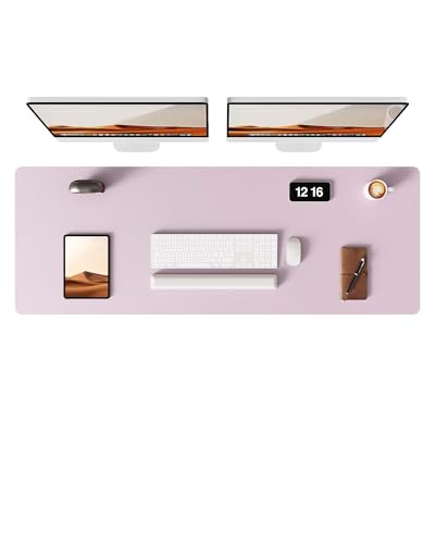 YSAGi Leather Desk Pad Protector, Office Desk Mat, Large Mouse Pad, Non-Slip PU Leather Desk Blotter, Laptop Desk Pad, Waterproof Desk Writing Pad for Office and Home(Grayish Lavender, 47" x 17") - color: Grayish Lavender, size: 47" x 17"