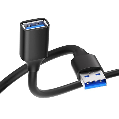 USB 3.0 Extension Cable 1.6FT, Short USB Extender Male to Female 1Pack | Ideal for laptops and desktop setups. Supports fast file transfer with printers, flash drives, cameras and hard drives - size: 1.6ft