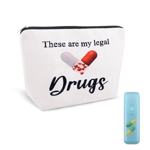 Funny Medicine Make Up Bag for Women Novelty Drug Gag Gift Pouch Fun Small Nurse Christmas Presents Birthday Retirement Gift for Doctor from Patient Zipper Pouches for Medical Supplies Pharmacist Bag - color: Funny Medicine Make Up Bag for Women