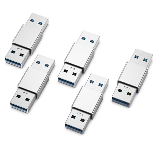 Fidioto USB 3.0 Male to Male Adapter, Dual Port High-Speed Data Extension Connector with 5Gbps Transfer, Aluminum Alloy Housing, Compatible with HDDs/USB Drives/Printers - color: A Male-A Male