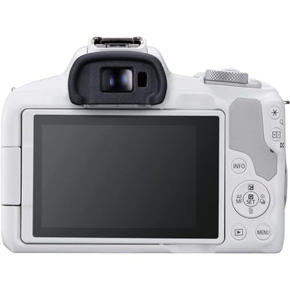 Canon EOS R50 Mirrorless APS-C Interchangeable Lens Camera | Official Canon USA Partner Model | Body White 5812C002 Bundle with Deco Gear Photography Bag + Microphone + Tripod + Photography Guidebook - color: Snow