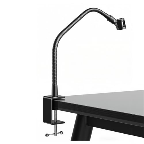 19-INCHS Flexible Gooseneck Microphone Stand with Heavy Duty Desk Clamp for Podcast, Meetings, Lectures, Radio Broadcasting Studio, Live Broadcast Equipment, TV Stations - size: 19-INCH