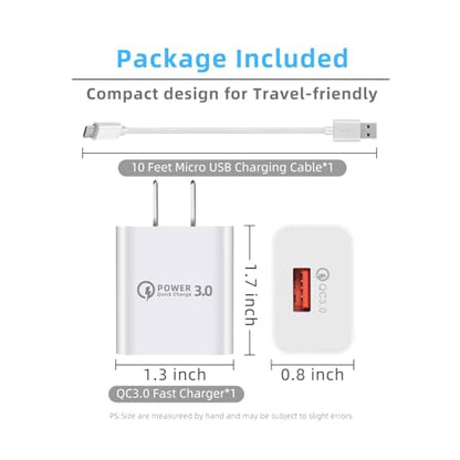 9.8FT Micro USB Charging Cable Arlo 9V Power Adapter for Arlo Pro2, Pro, Q/Go, Essential Spotlight XL, Spotlight Indoor Cam, Wyze Cam Pan v3 v2, Yi Home Blink Camera Charger Cord Replacement - size: 9.8 Feet, style: 1 Pack