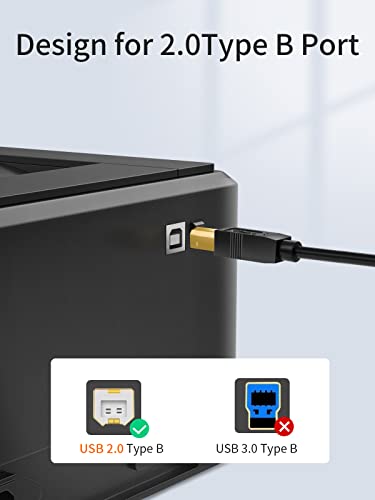 CableCreation USB C to B Printer & Scanner Cable - 10FT, MIDI Cable for Yamaha & Casio Digital Pianos, DJ Controllers - 3M Black - color: Black, size: 10FT