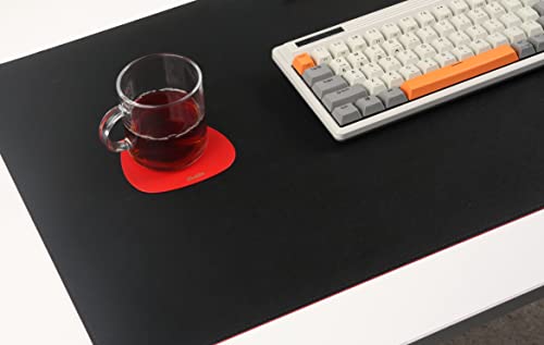 Dual-Sided Leather Desk Pad,Blotter for Laptop Computer,Mouse Pad,Writing,Drawing,Arts and Craft Mat (17"x35", Black/Red) - color: Black/Red, size: 17"x35"
