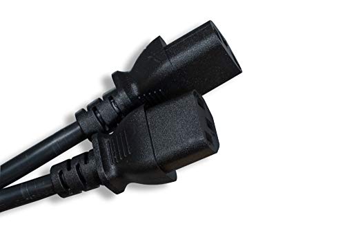 Cablelera AC Power Splitter Cable NEMA 5-15P 2X IEC-320-C13 SJT 3' AC Power Splitter Cord, Black (ZADA37MC-03) - size: 3'