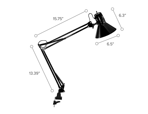 Bostitch Office VLF100 LED Swing Arm Desk Lamp with Clamp Mount, 36" Reach, Includes LED Bulb,Black - style: Clamp, Black