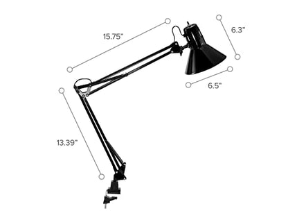 Bostitch Office VLF100 LED Swing Arm Desk Lamp with Clamp Mount, 36" Reach, Includes LED Bulb,Black - style: Clamp, Black