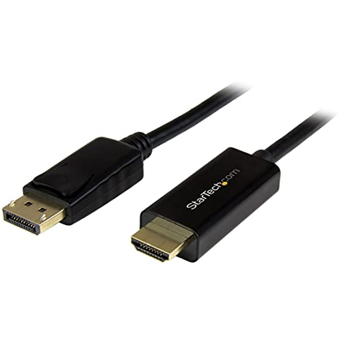 StarTech 6ft DisplayPort to HDMI Cable, 4K30, 1080p60, Passive (DP2HDMM1MB) | 1m, 3840 x 2160, 4K 30Hz Monitor Cable, Passive, Latching DP, DP++ Source, HDMI 1.4, 7.1ch Audio, HDCP 1.4, 1080p60