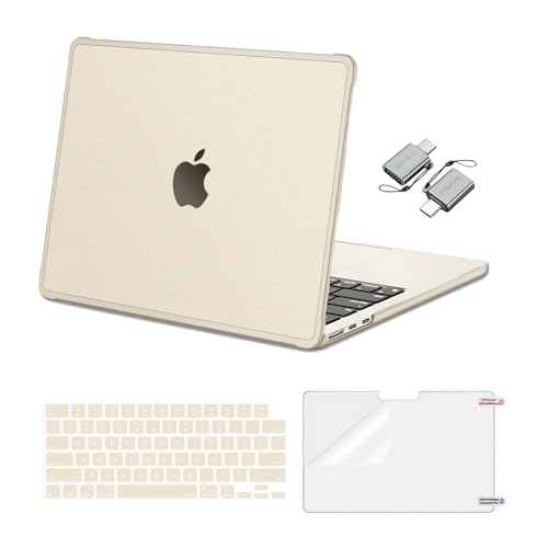 MOSISO Compatible with MacBook Air 13 inch Case M5 M4 M3 M2 2026-2022 A3449 A3240 A3113 A2681,Protective Hard Case&Keyboard Skin&Screen Film&Type C with TPU Bumper for MacBook Air 13.6,Starlight Clear - color: Starlight Clear