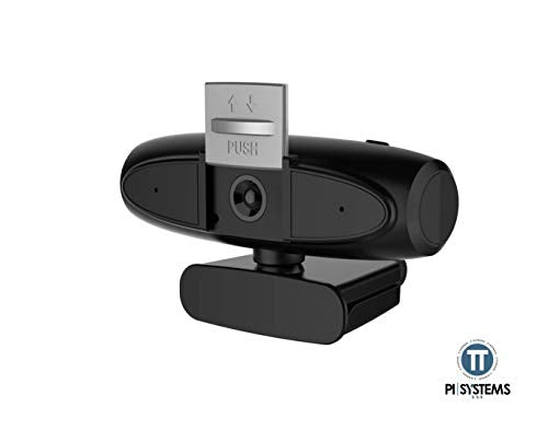 1080P HD Webcam with Adjustable Privacy Cover and Built-in Noise-Reduction Microphone - Sleek Black
