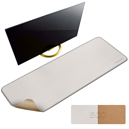 MAIDERN 47.2" x 15.7" Cork & Leather Desk Pad, Large XXL Mat, Full Mouse Pad, Dual Sided Protector for Gaming Home Office (Cream) - color: Cork+cream, size: 15.7" x 47.2"