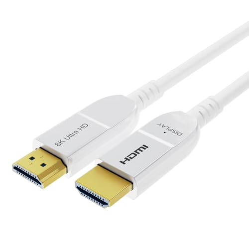8K Fiber Optic HDMI Cable 16FT, 48Gbps Ultra High Speed Long HDMI 2.1 Cord Braided 8K@60Hz 4K@120Hz HDR10/HDCP2.2&2.3/eARC/3D Compatible for PS5, Xbox, HDTV, Laptop, Monitor - size: 16FT