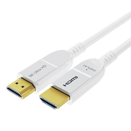 8K Fiber Optic HDMI Cable 20FT, Long Active HDMI 2.1 Cable 48Gbps Ultra High Speed 8K@60Hz 4K@120Hz HDR10 eARC 3D HDCP 2.3 Compatible for Laptop, PC, Monitor, PS5, PS4, Xbox, HDTV, Projector - size: 20FT