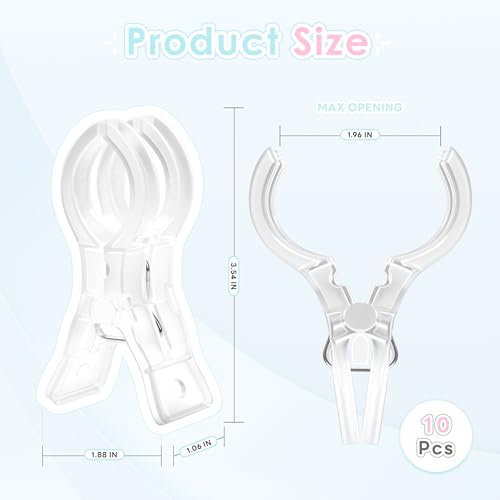 RELBRO Spring Clamps, 3.5 Inch Clear Plastic Clips for Balloon Arch Backdrop Craft Decoration Projects, Invisible Design, 10 Pcs