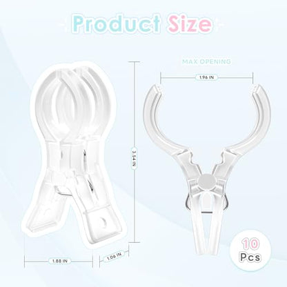RELBRO Spring Clamps, 3.5 Inch Clear Plastic Clips for Balloon Arch Backdrop Craft Decoration Projects, Invisible Design, 10 Pcs