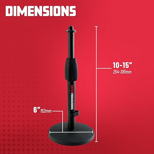 Gator Frameworks Desktop Mic Stand with Round Base and Twist Clutch (GFW-MIC-0601) - size: 6" Weighted Base