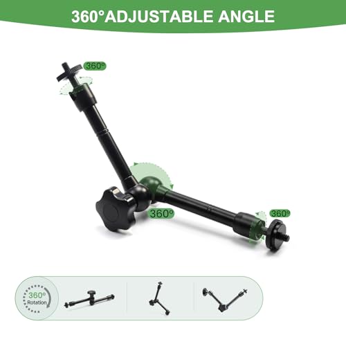 MOKOSE 10 inch Articulating Magic Arm with Super Clamp and Wall Mount Base,Friction Arm Mount for LCD Monitor LED Light Camera Rig