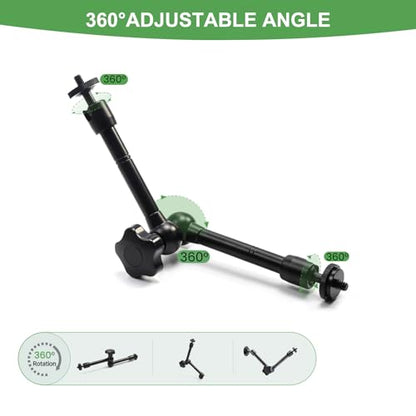 MOKOSE 10 inch Articulating Magic Arm with Super Clamp and Wall Mount Base,Friction Arm Mount for LCD Monitor LED Light Camera Rig