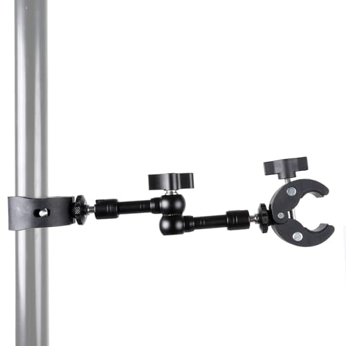 PellKing Super Double Clamp Camera Mount Umbrella Clamp, with 360° Magic Arm Double 1/4”-20 Adapter for Umbrella, Pole, Desktop, Strollers, Motorcycle, Photo Studio Light Stand, Photo Boom Stand