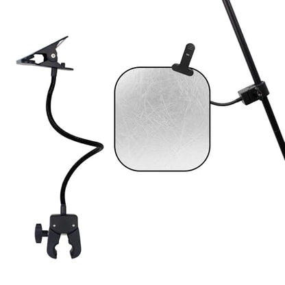 Reflector Holder, Bendable Gooseneck Photography Reflector Stand Clip for Photo Video Studio Outdoor Photography Backdrop, Diffuser, Lighting, Black