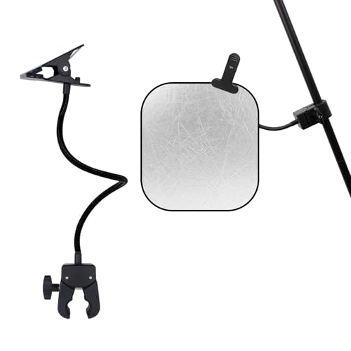 Reflector Holder, Bendable Gooseneck Photography Reflector Stand Clip for Photo Video Studio Outdoor Photography Backdrop, Diffuser, Lighting, Black