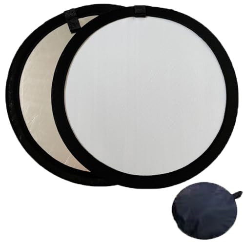 2 in 1 Lighting Reflectors Portable Collapsible Round Light Reflector Water-Resistant Photography Outdoor Lighting Portrait Fill Light (Silver, 30cm)