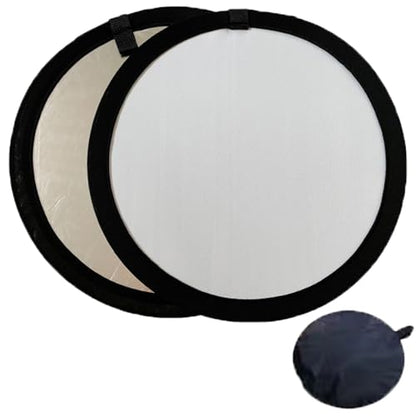 2 in 1 Lighting Reflectors Portable Collapsible Round Light Reflector Water-Resistant Photography Outdoor Lighting Portrait Fill Light (Silver, 30cm)