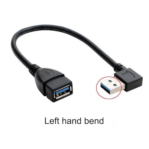 2 PACK 90 Degree (Left and Right Angle) USB 3.0 male to female extension cable can withstand fast data transfer, compatible with PC, laptop, mobile power, charger, etc. 7~12IN/20~30CM（Random length）